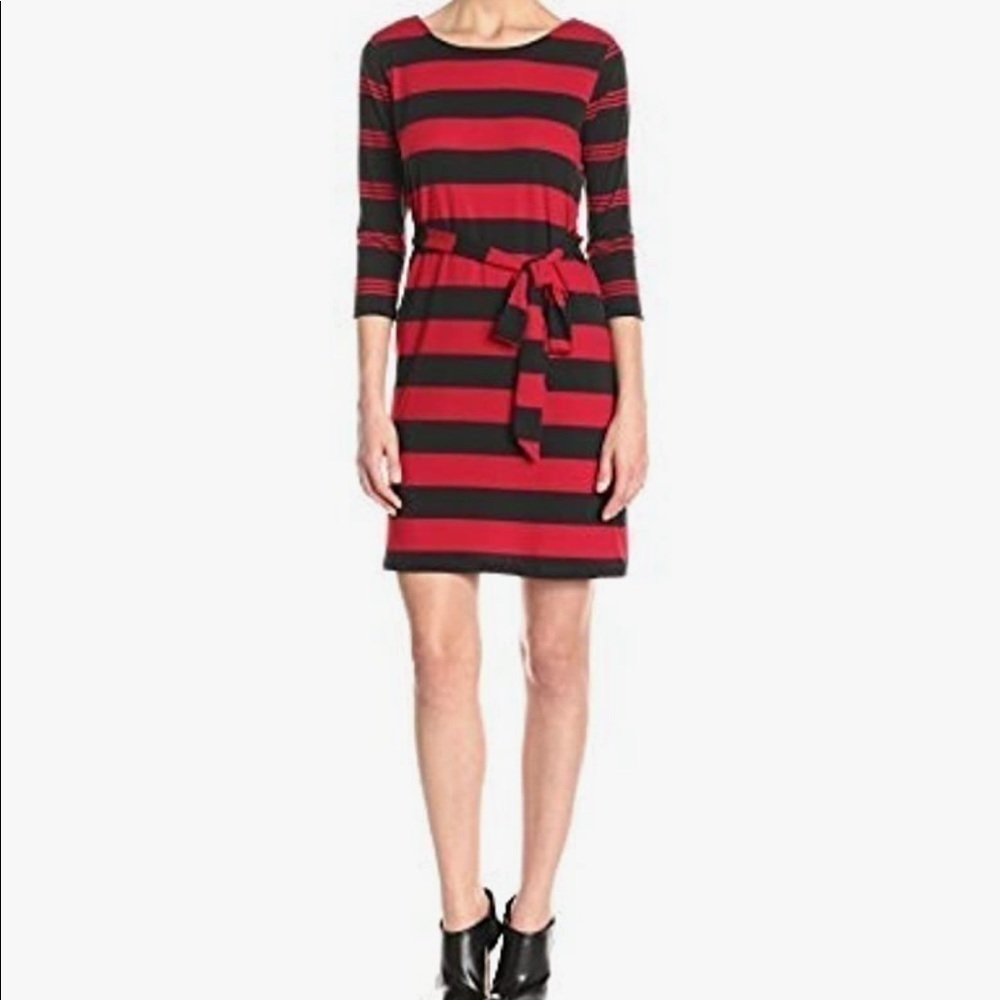 Allison Brittney L red and black striped dress